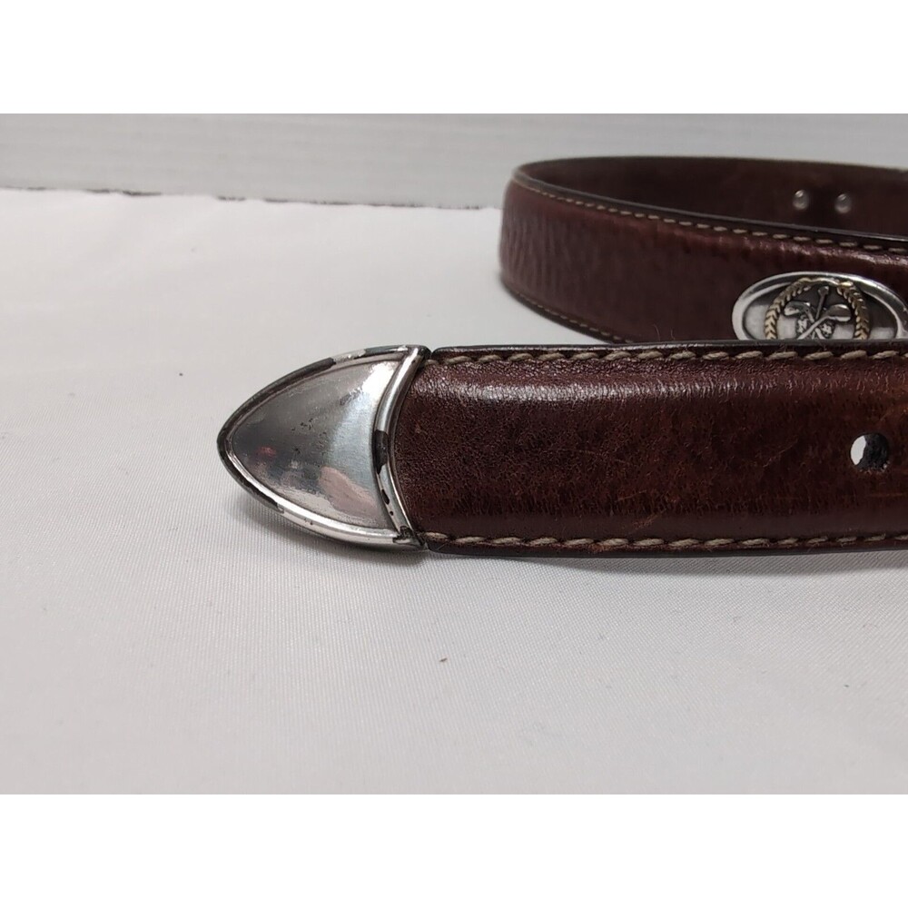 FOSSIL ITALIAN Full Grain Cowhide Leather Golf Theme Medallion Belt Sz 36 FOSSIL - Picture 5 of 10